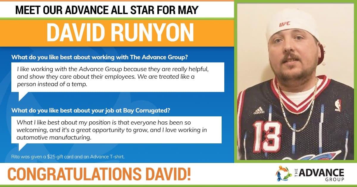 Congratulations to The Advance Group All Star for May